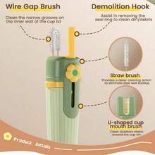 5合1清洁刷套装，包含吸管清洁刷和额外海绵头，多功能刷子适用于咖啡杯、马克杯、保温杯和可重复使用的水瓶。 - 彩色 - 查看 6