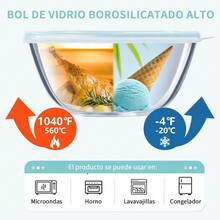 mhjLuvan Juego de 3 Tazones de Vidrio con Tapa Hermética Cuencos para Mezclar y Ensalada Apilables Sin BPA Ensaladeras de Cristal para Cocina Batir y Servir Alimentos Apto Microondas y Lavavajillassleeping Bags - 219173720 - Ver 6
