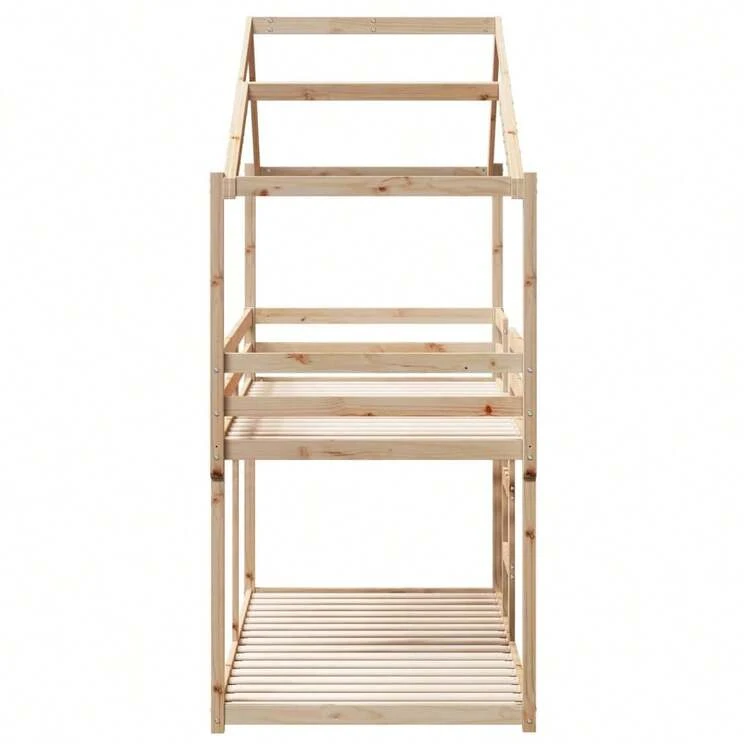 vidaXL Lit superposé sin materiales 90x200 cm madera de pin macizo - Marrón - Añade 7