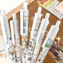 批发按动式圆珠笔，高品质卡通设计，0.5mm中性凝胶笔，黑色圆珠笔，学生用笔，练习笔，办公用笔和签名笔 - 彩色 - 查看 4