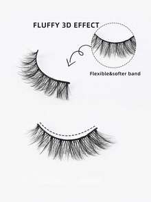 5pairs Of Lightweight And Natural False Eyelashes-Reusable And Lightweight, Creating A Dramatic Eye Makeup Effect-Ideal For Daily Wear. False Eyelash Strips. Real And Fake Eyelashes - Black - View 5