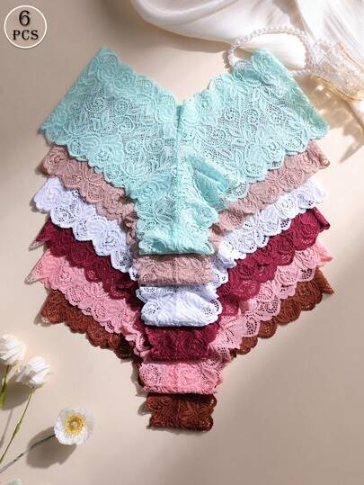 Bonmuse 6 chiếc quần lót ren gợi cảm cạp trung không đường may dành cho nữ, quần định hình nâng mông kẻ sọc.
