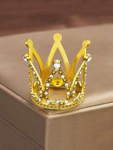 1/2/3个迷你金属皇冠蛋糕装饰插牌，公主皇冠纸杯蛋糕装饰，适合女性，皇家主题派对用品，适用于婚礼、新娘送礼会、生日、圣诞节、万圣节、新年、情人节 - 无需用电，蛋糕装饰