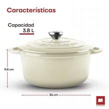 mhjULTRACHEF Olla de Hierro Fundido Esmaltado para Estufa y Horno Horno Holandés Cubierto de Hierro Fundido Dutch Oven Redonda Tamaño 24 cm Capacidad 3.8 Litros Cremasleeping Bags - 219759635 - Ver 7
