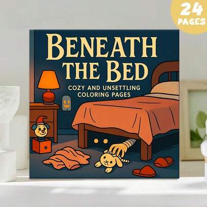 （升级豪华版，加厚纸张，20.5*20.5厘米）“恐怖床底涂色页”，适合情侣和家庭，适合派对、情人节、生日和其他节日。绘画和学习用品，24页，书籍，涂色书，学习用品，学校，圣诞节，万圣节，生日，返校礼物，涂色书