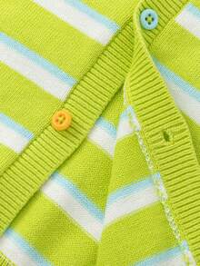 Balabala Casaquinho de Tricô para Bebê, Jaqueta de Suéter Leve Primavera 2026 - Tom verde-amarelo - Visão 8