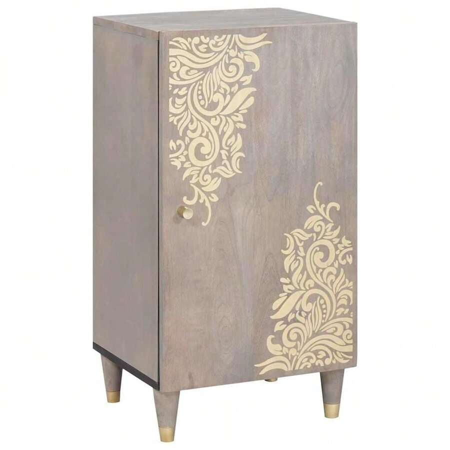 vidaXL Buffet gris et or 40 x 33 x 75 cm Macizo de madera de mangue - Gris - Ver 1