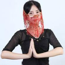 1 件装肚皮舞半脸面纱，适合角色扮演、万圣节派对、围巾式服装配饰，女士礼物 - 彩色 - 查看 3