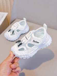 1双白色儿童运动鞋，春夏新款男童透气网面鞋，大童防滑休闲鞋，包头凉鞋 - 白色 - 查看 7