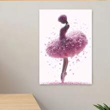 2D Flat, 1pc Framed Canvas Wall Art - Pink Floral Ballerina Dance Scene, Modern Classic Style 2D Flat  With Vibrant Colors, Indoor Home Decor For Living Room, Bedroom, Office, Cafe, Perfect Gift For Birthdays, Holidays, Parties, Cafe Decoration, Contemporary Artwork, Decorative Print, Party Decoration, Durable Artwork, Interior Designers, 2D Flat - Đã đóng khung - Xem 4