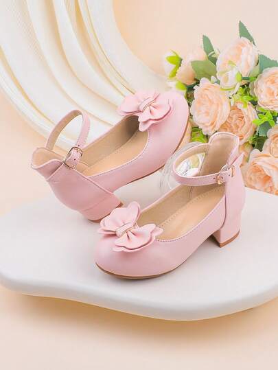Zapatos de niña de las flores para boda, fiesta, vacaciones, adecuados para niñas de todas las edades, zapatos infantiles, estilo lolita clásico y cómodo, dulce y lindo decorado con lazo rosa y hebilla de metal, adecuado para vestidos formales, actuaciones, ballet, zapatos de princesa, Mary Janes