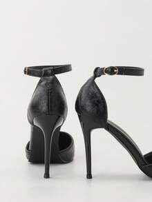 Sexy Nightclub Slim High Heel Shoes, Women's Super High Heel Slingback Pumps - Black - View 3