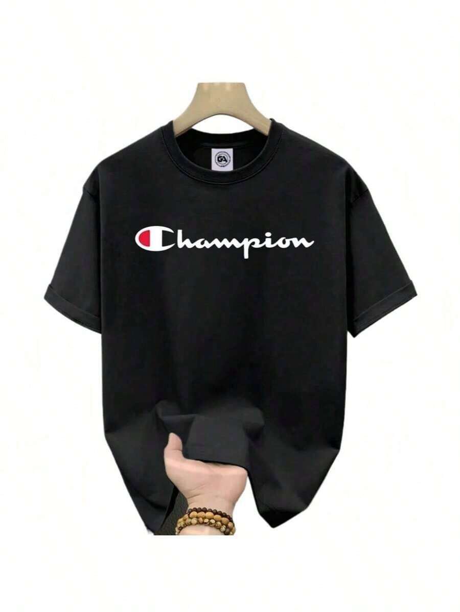 Men's Basic Champion Vintage T-Shirt, Unisex, Comfortable Cotton, Quality, Colors - màu đen - Xem 1