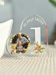 Acrylic Heart-Shaped Plaque Photo Text Customization, Birthday Gift For Friends, Ladies, Mothers And Grandmothers, Desktop Crafts Ornaments. - Heart-shaped Ornament - Easter 1 Picture HJ - View 5