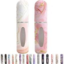 Perfume Travel Refillable Bottle Portable Mini SprayerEmpty Perfume Bottles With Unique Patterns Refill Pump Case For Traveling And Outgoing 2 Pcs Pack Of 5 Ml White And Pink#XSD444 - 白色和粉紅色 - 查看 1