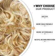Fashionable Long Blonde Curly Hair, Fluffy And Large Curls, Synthetic Synthetic Fiber Wig Head Cover - Multicolor - View 4