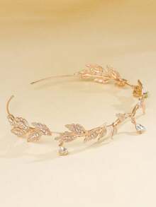 1 pieza Diadema con hoja de estilo princesa con rhinestones, adecuada para niñas para uso diario, fiestas, cumpleaños, baile, presentaciones escolares, pasarela, sesiones de fotos, accesorio de cabello elegante y lindo - Multicolor - Ver 7