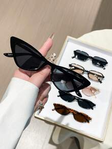 6pcs Bohemian Style Multi-Frame Women's Fashion Glasses Set, Summer Beach Travel Vacation Party Gift, Daily Outfit Y2K Women's Glasses Combination - Multicolor - View 2