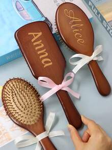 Custom Wood Air Cushion Comb, Personalized Detangler Brush, Customized Hair Brushes For Women, Customizable Name Hair Brush, Hairbrush, Hair Brush For Men, Wedding Gift, Travel Comb, Valentine'S Day, Gifts For Mothers, Couple, Bathroom, Daily Life