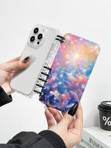 1pc Flip Cover Starry Print Phone Case, Book Style Phone Case, Compatible With IPhone 11/12/13/14/15/16 Pro Max, Galaxy A05/A15/25/35/55, S23/S24 Ultra - Clear - View 4