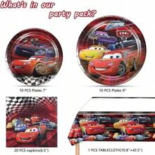 88pcs Car Themed Birthday Party Disposable Tableware Set - Plates, Cups, Napkins, Racing Flags - Multicolor - View 10
