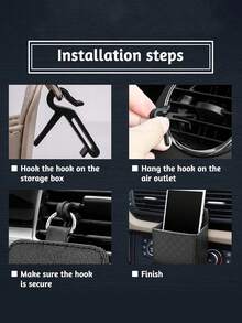 车载手机支架收纳袋 - 汽车 - 汽车配件 - 便捷的出风口支架，稳固的手机固定，大容量收纳袋，车载零钱收纳，带结实挂钩的多功能整理袋 - 单件装