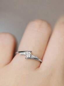 Nooxian 1枚经典永恒之爱锆石戒指（女士款） - 銀色 - 查看 1