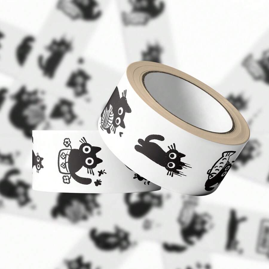 500PCS/ROLL Cartoon Black Cat Graffiti Roll Stickers Pack Gift Sealing Stickers Decorative Luggage Notebook Waterproof Sticker - Multicolor - View 1