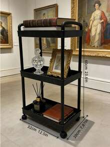 1 件家用多功能塑料购物推车储物架，书架桌面储物架，浴室梳妆台下储物架，可移动储物架 - 厨房/浴室/客厅实用置物架，万向轮顺畅移动，轻松整理和存放水果、蔬菜和杂物，无需担心移动。 - 彩色 - 查看 3