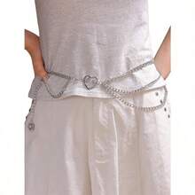 Chain Belt Chain Silver Chain Belt Gold Chain Belt With Chain Sunflower Butterfly Waist Chain Belt Plus Size Long - B2 - Trái tim - bạc - Xem 4