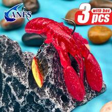 3个装小龙虾拟饵，带收纳盒，软饵，适用于淡水和海水垂钓——钓鱼爱好者的酷炫装备