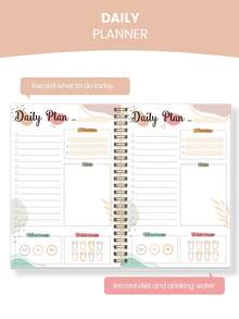 A5极简主义每日计划本，男女通用，52页螺旋装订，包含优先级、清单和笔记功能，时尚的自我护理计划本，适合学校、家庭和办公室使用。 - 彩色 - 查看 7