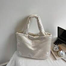 Bolso cruzado de mujer estilo nuevo chino con diseño de cubo gran capacidad para el trabajo y el ocio bolso de hombro y bandolera elegante y práctico - Blanco - Ver 4