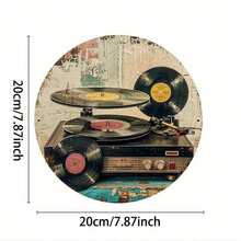 1pc 8x8 Inch Vintage Gramophone Design Round Metal Sign, Retro Wall Art Decor Suitable For Home, Cafe, Restaurant, Garage, Garden, Indoor And Outdoor Use, Event And Party Decoration With Random Hole Style - Metal Wall Art, Tin Signs, Vintage Metal Signs, Retro Wall Decor, Rustic Metal Art, Cool Metal Signs, Man Cave Decor, Garage Signs, Classic Metal Art, Unique Wall Art - 彩色 - 查看 3