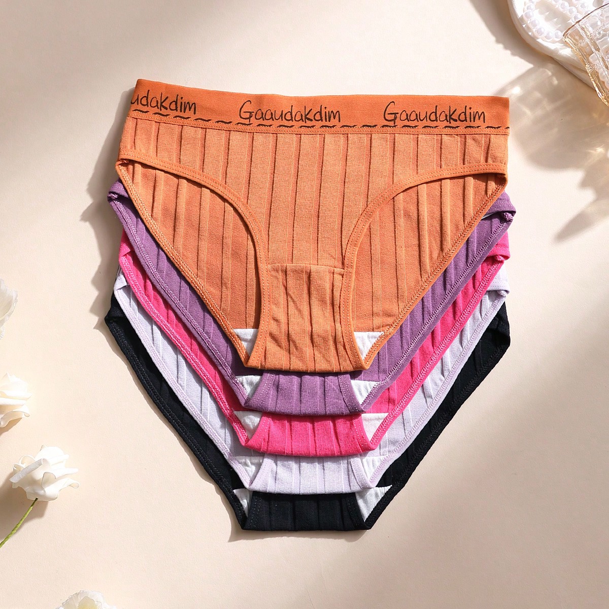 Piezas Bragas de algodón triangulares de cintura baja sin costuras para mujer con banda de cintura con letras, ropa interior deportiva cómoda y tran