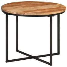 Table basse vidaXL 55x55x45 cm en bois massif d'acacia et de fer - Tabac - Voir 2