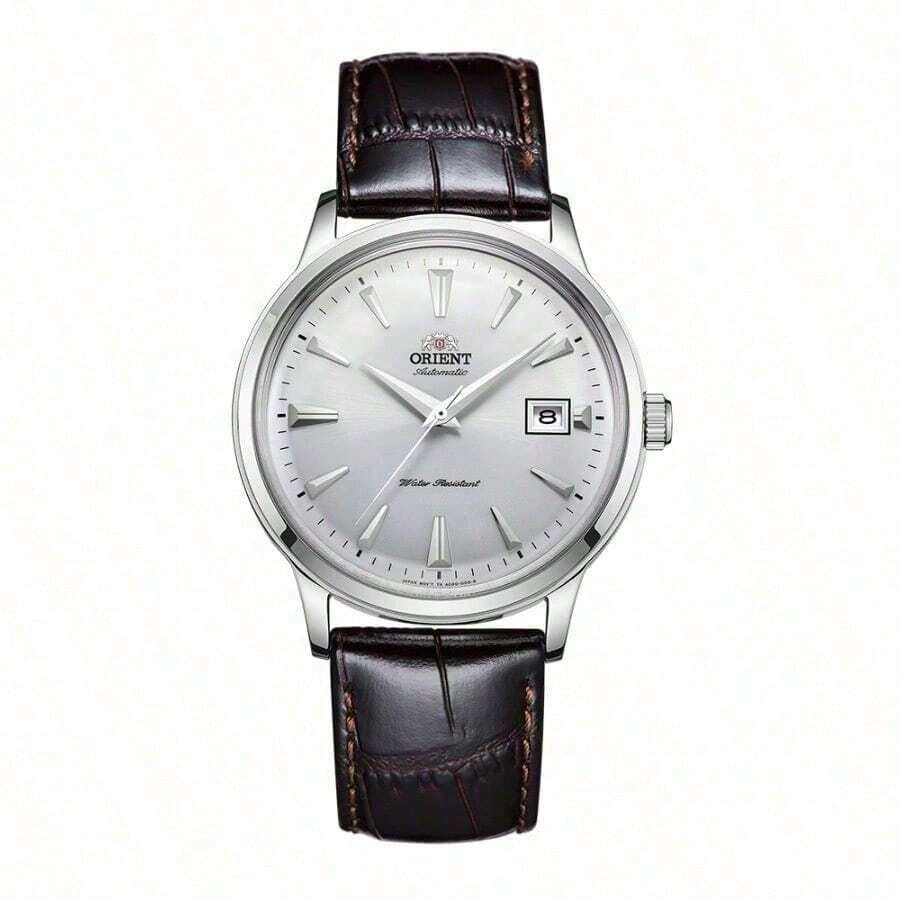 Orient Men's Mechanical Watch, White Dial, Stainless Steel Case, Paired With Leather Strap, Suitable For Business And Daily Wear. Elegant Men's Gift