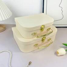 2pcs Beige Creative Shaped Paper Handbag Gift Box, Solid Color Element, Lid Design, Jewelry & Miscellaneous Storage Box, Ideal For Anniversary, Daily Use, Valentine's Day, Birthday, Wedding, Party, Gift-Giving - Multicolor - View 6