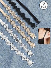 花朵蝴蝶/向日葵文胸肩带，甜美性感的肩带，适合露肩装，聚酯纤维材质，可水洗重复使用。 - 彩色 - 查看 2