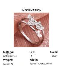1pc Romantic Style Women's Ring, High-Quality Brilliant Shiny 3D French Elegant Heart Design, Suitable For Daily Wear And Outfit Matching, Creative Gift - Silver - View 9
