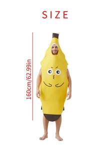黄色香蕉角色扮演服装，成人均码，带可拆卸帽子，可爱卡通形象，适合狂欢节、万圣节、家庭聚会、节日娱乐，营造欢乐气氛 - 彩色 - 查看 4