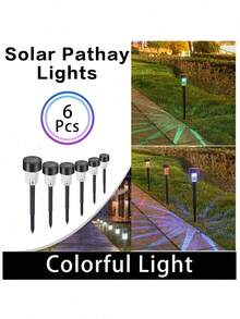 1/6/10 件太阳能花园灯，LED 路径灯，防水户外景观照明，适用于庭院、车道、露台、草坪，黑色