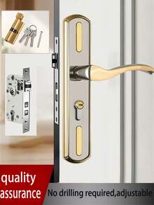 1 Set Cerradura de puerta de madera ajustable, Manija de puerta para el hogar universal, Cerradura de puerta de habitación interior, Perilla mecánica, Metal pulido, Sin necesidad de energía, Juego de manija de puerta moderna para decoración del hogar, Manija de puerta interior de moda con llave, Cerradura de antirrobo universal para puerta única - Multicolor - Ver 16