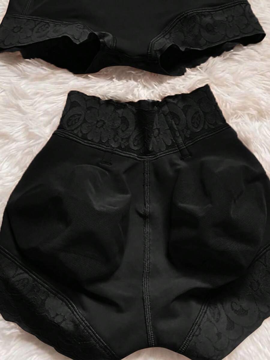 Tummy Control Shapewear Shorts Faja Colombianas Moldeadoras Compression Underwear Flat Tummy Butt Lifter Panties-Valentine's Day Women's Shorts - 黑色 - 查看 1