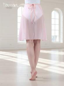 DonsGirl 1pc Women's Midi Chiffon Wrap Dress, Solid Color, Suitable For Ballet Performance - Baby Pink - View 6