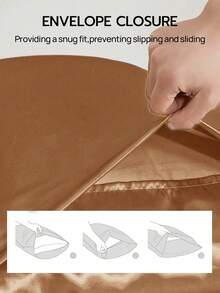 2/3pcs Luxury Satin Duvet Cover Set, Includes 1pc Duvet Cover And 1/2pcs Pillow Shams, Made Of Luxurious Silk-Like Fabric, Soft And Breathable, Fits Twin, Full, Queen, King Size Beds, Machine Washable, Oeko-Tex Certified - Coral Orange - View 6