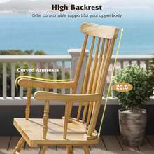 Lifezeal Solid Wood Rocking Chair Porch Rocker Indoor Outdoor Seat Glossy Finish Black Natural - Natural Color - View 8