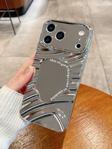 3D波纹电镀镜面手机壳,带摄像头保护,兼容 16/13/17 Pro Max/17,防震手机壳 - 銀色 - 查看 11