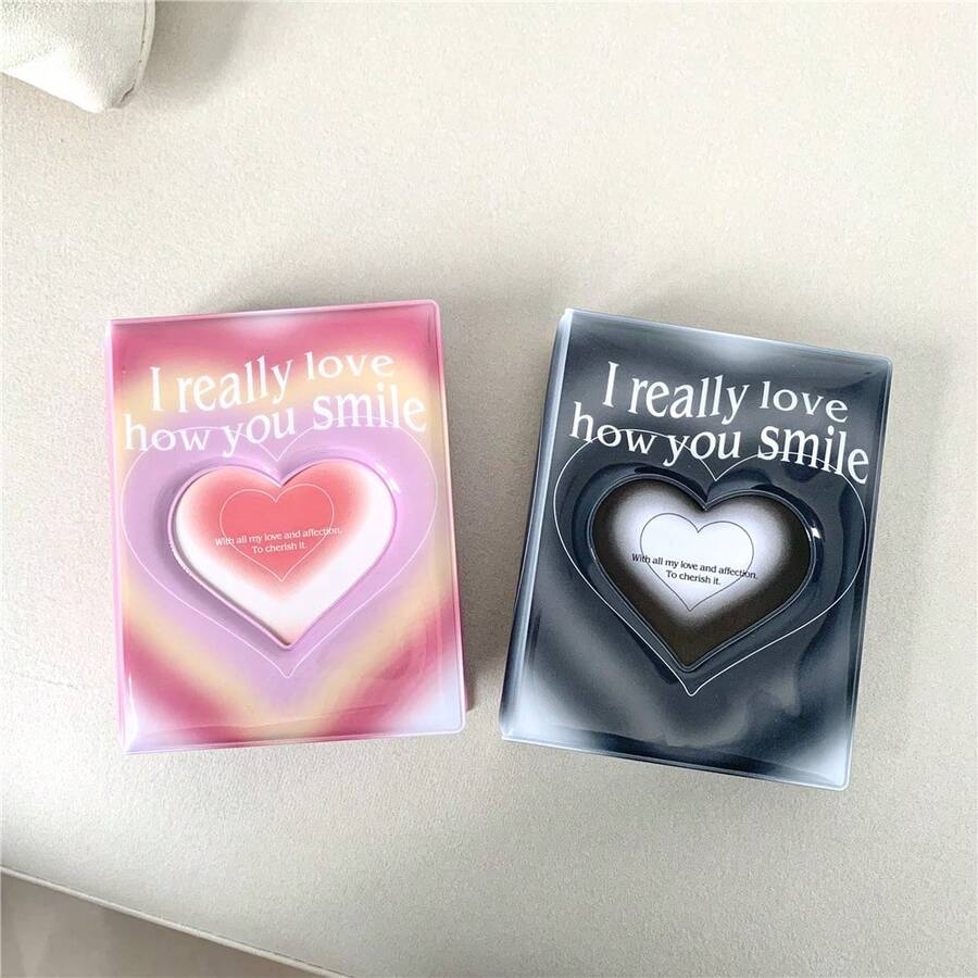 insブラックピンクファンタジーハートグラデーション3寸塑封シングルフォトアルバムチェキ追星アルバムカードブック - ブラックドリーム ハート型フォトアルバム(40枚) - チェックする 1