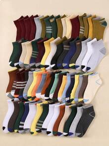 20双儿童船袜，儿童短袜，运动袜，SP字母袜，竖条纹船袜，适合日常穿着/搭配，男女童均适用，适合1-16岁儿童，透气、舒适、柔软 - 彩色 - 查看 5